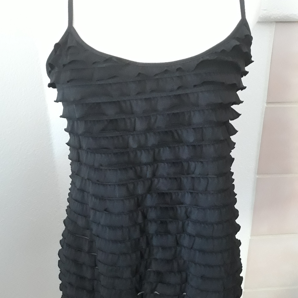 Energie  Ruffled  Tiered  Black Tank
